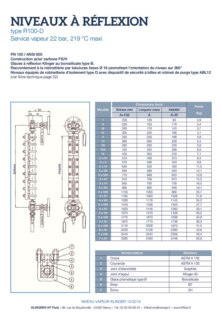 thumbnail of KLINGER INDICATEURS DE NIVEAU-fiche technique-application vapeur 1