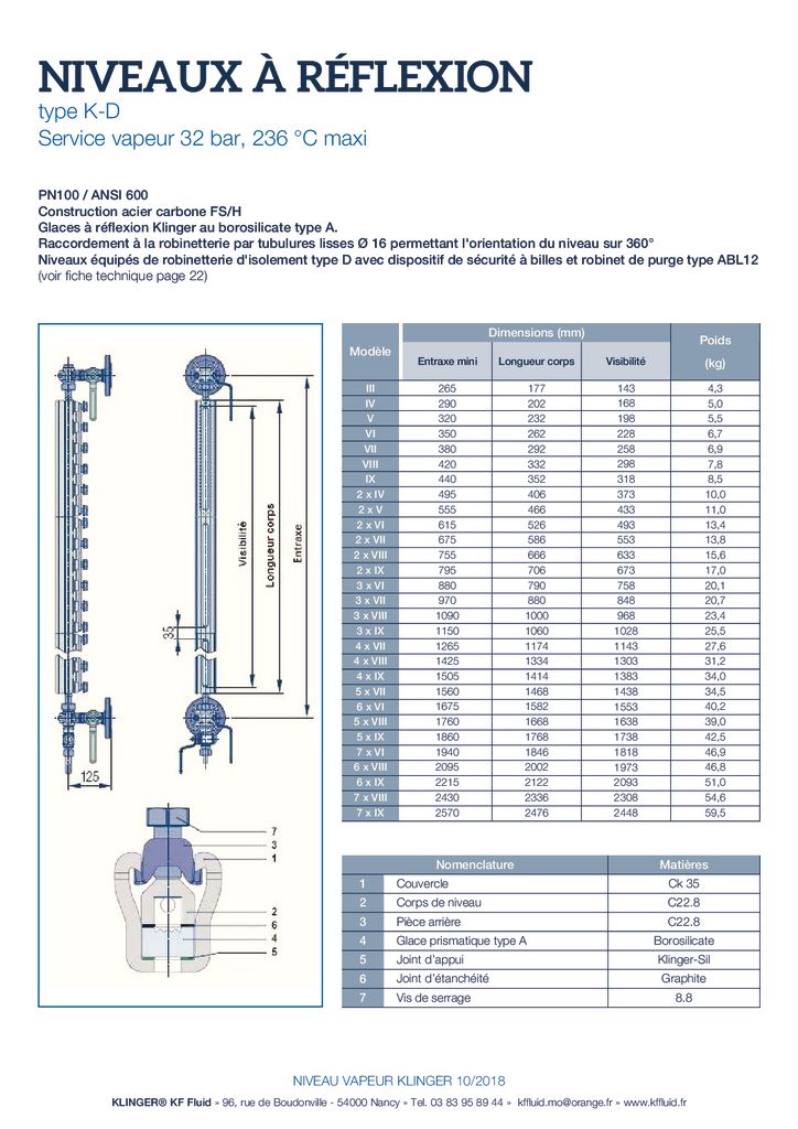 thumbnail of KLINGER INDICATEURS DE NIVEAU-fiche technique-application vapeur 2