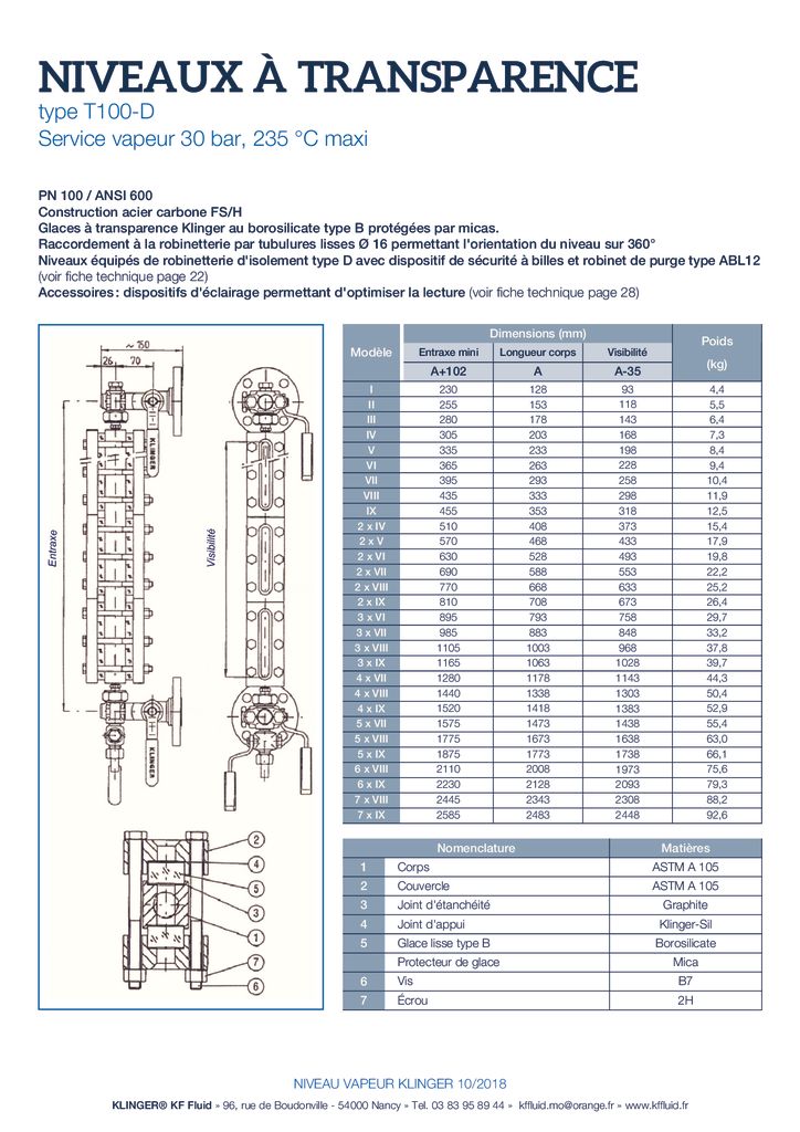 thumbnail of KLINGER INDICATEURS DE NIVEAU-fiche technique-application vapeur 5