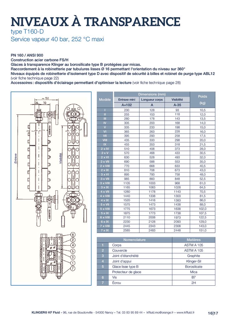 thumbnail of KLINGER INDICATEURS DE NIVEAU-fiche technique-application vapeur 6