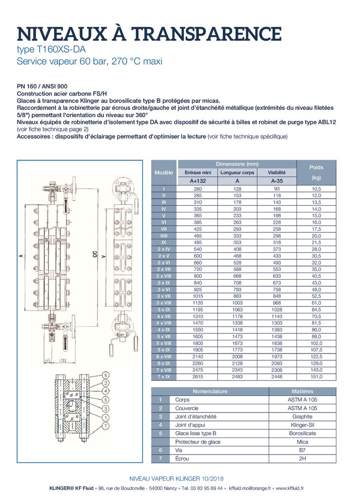 thumbnail of KLINGER INDICATEURS DE NIVEAU-fiche technique-application vapeur 7
