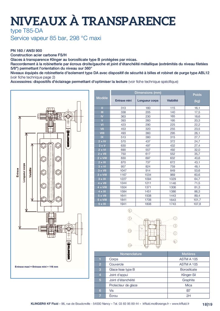 thumbnail of KLINGER INDICATEURS DE NIVEAU-fiche technique-application vapeur 8