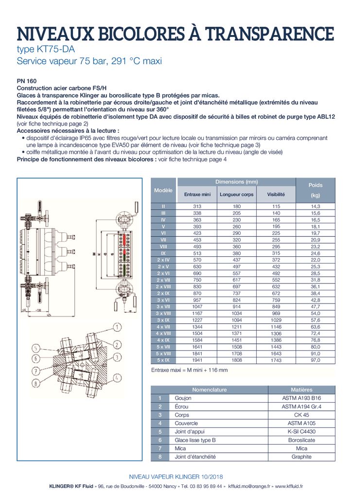 thumbnail of KLINGER INDICATEURS DE NIVEAU-fiche technique-niveaux vapeur bicolores 2
