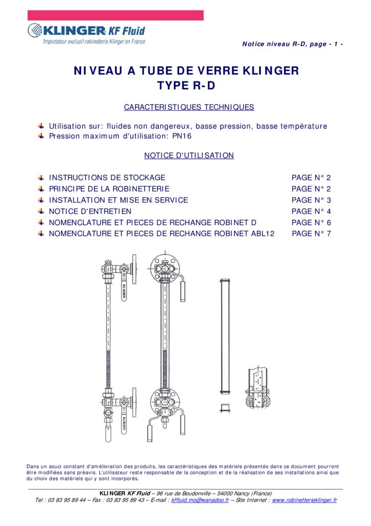 thumbnail of KLINGER INDICATEURS DE NIVEAU-insttruction de montage-application process 14