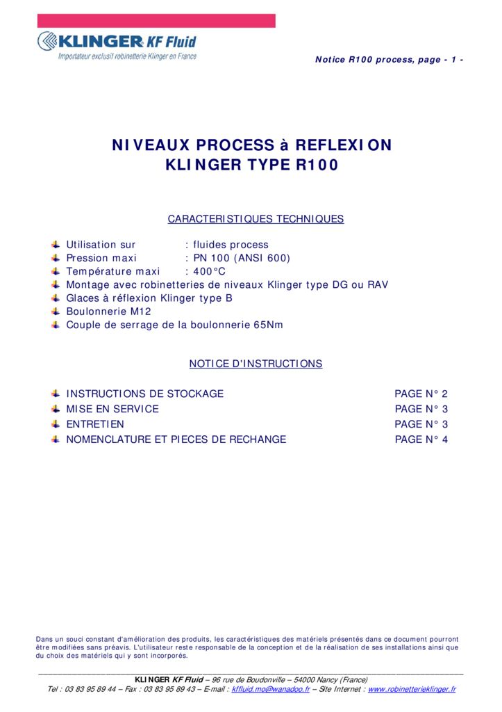 thumbnail of KLINGER INDICATEURS DE NIVEAU-insttruction de montage-application process 15