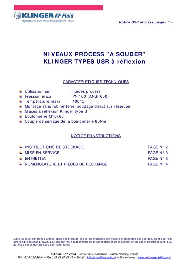 thumbnail of KLINGER INDICATEURS DE NIVEAU-insttruction de montage-application process 20