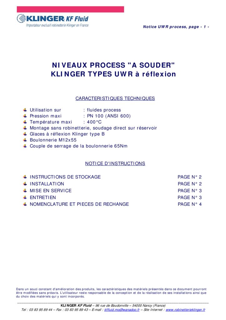 thumbnail of KLINGER INDICATEURS DE NIVEAU-insttruction de montage-application process 21