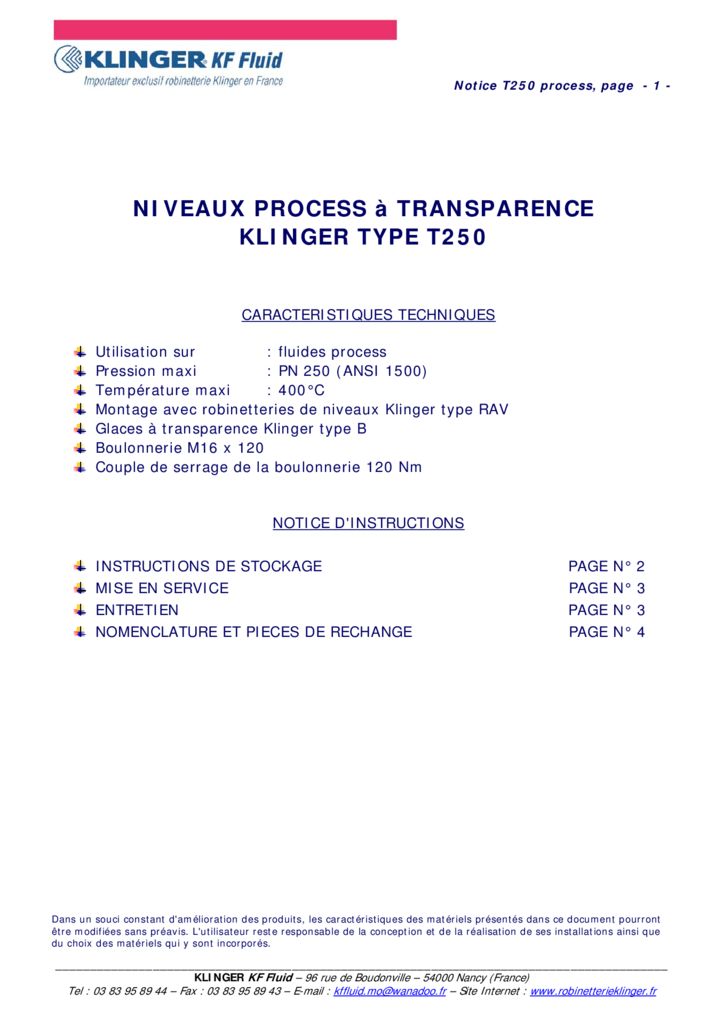 thumbnail of KLINGER INDICATEURS DE NIVEAU-insttruction de montage-application process 25