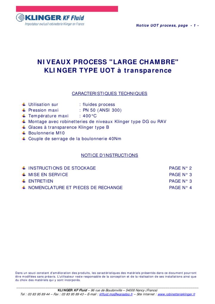 thumbnail of KLINGER INDICATEURS DE NIVEAU-insttruction de montage-application process 26