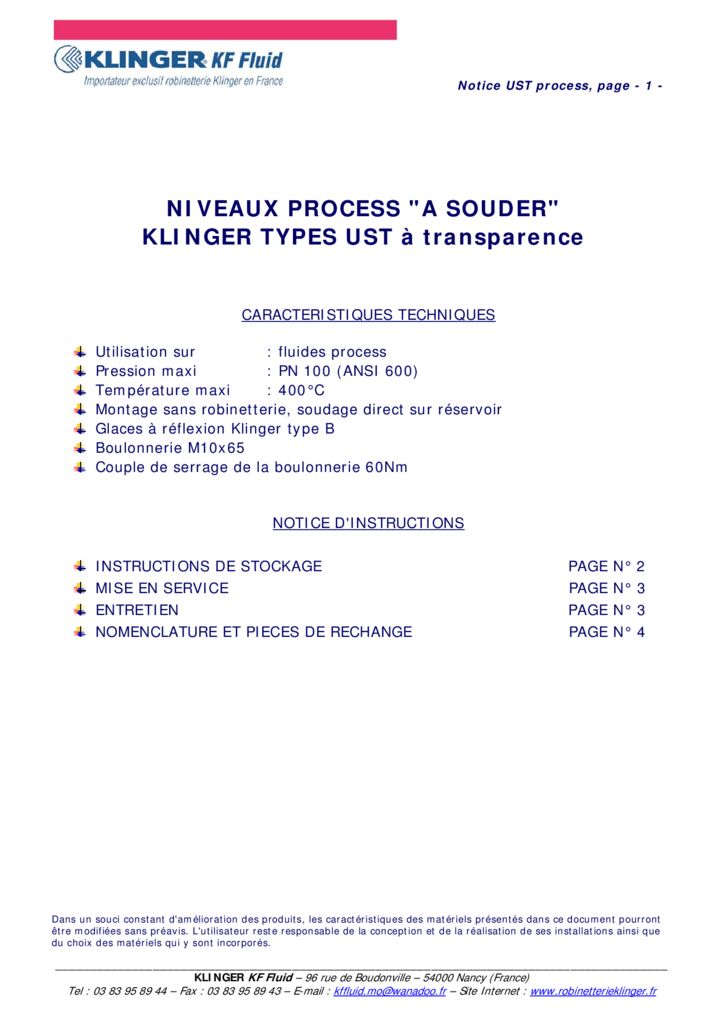 thumbnail of KLINGER INDICATEURS DE NIVEAU-insttruction de montage-application process 27