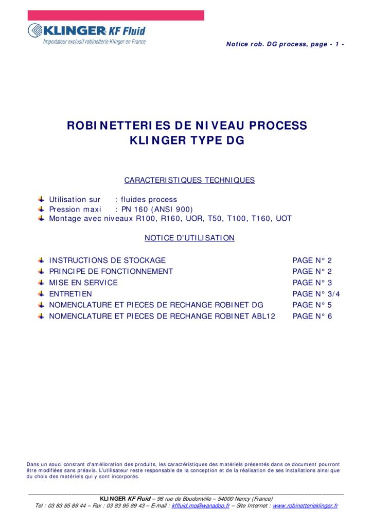 thumbnail of KLINGER INDICATEURS DE NIVEAU-robinetteries 1